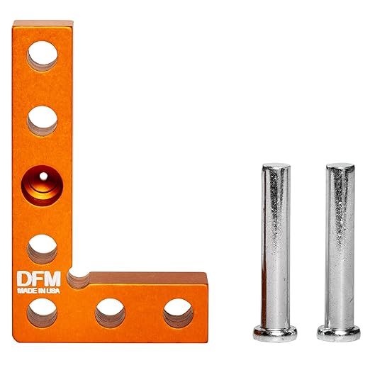 Small Square and Center Finder - Mini Square Tool with 11/32" Center Marking Hole Woodworking, Carpenter Engineering Square, Center Marking Tool, Made in USA - Orange