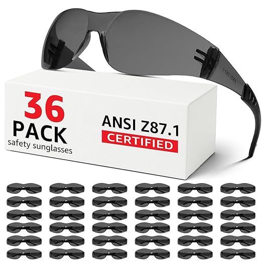 ANSI Z87.1 Tinted Safety Glasses Bulk 36 pack, Safety Sunglasses for men and women, Scratch & Impact Resistant UV protection sunglasses for Construction, Outdoor Sports & Work