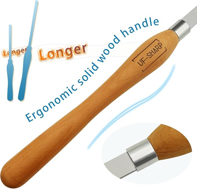 1 inch Skew Chisel, M2 Cryo High Speed Steel Wood Turning Tools with Beech Wood Handle