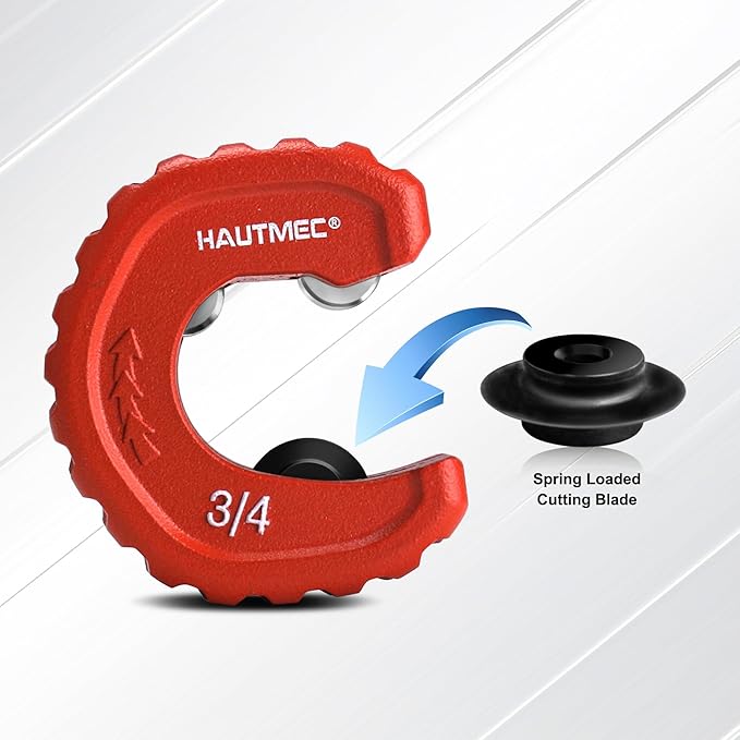 HAUTMEC Pro 3/4 Inch Automatic Copper Tube Cutter - 3/4 in. Maximum Nominal Pipe Capacity (7/8 in. Outer Diameter), for Copper, Aluminum, Brass Tube and Thin-wall Conduit, HT0216-PL