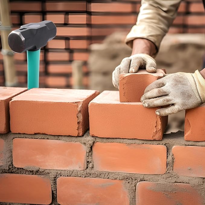 Sledge and Club Hammer with Heavy Duty Construction, Ergonomic No-Slip H-Grip Handle, Fiberglass Core, High Strength Steel for Construction,Land Management, Yard Work (B-8LB)