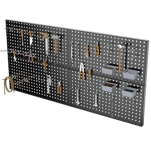 4x2ft Metal Pegboard Kit for Tools Storage, Black Pegboard Wall Organizer with Hooks and Pegboard Bins