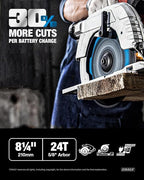 CRALY 8-1/4 Inch 24 Teeth Wood Cutting Framing Circular Saw Blade, 5/8 Inch Arbor, Carbide Tipped, Thin Kerf, Black Ice™ Coating, for Plywood, MDF, OSB, Laminated(C0824FR)