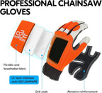 Vgo... Chainsaw Gloves,12-Layer Saw Protection on Left/Both Hand Back,Cow Leather Gloves,Touchscreen