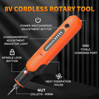 8V Cordless Rotary Tool Kit with 103pcs Accessories, USB-C Charging, 5-Speed 25000RPM mini cordless rotary tool， Power Rotary Tool for Engraving, Sanding, Drilling, Polishing, DIY Crafts
