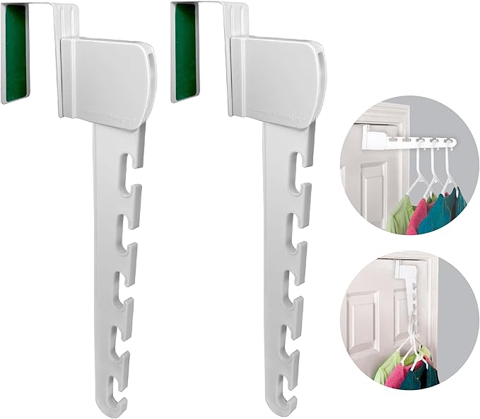 Wonder Hanger Over The Door 2-Pack Organizer for Clothes Hangers, Space-Saving Cascading Hanger Hooks, White