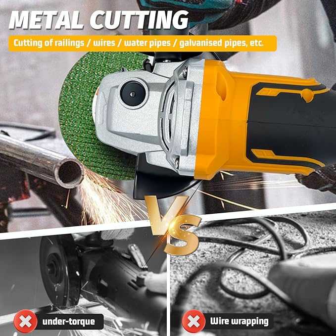 Grinder tool for Dewalt 20V Battery,11000 RPM Electric Brushless Motor,3 Variable Speeds Grinders 4-1/2" Angle Grinder for Cutting, Griding, Polishing(Tool Only) (Yellow)