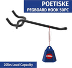 POETISKE Pegboard Hooks 0.2” Diameter 10 inch Black Metal Ball Ending Garden Tool Organizer Fits 1/4’’ Pegboard Garage Wall Hooks 50PCS