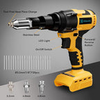 Cordless Rivet Nut Tool Kit Compatible with Dewalt 20V Battery(Tool Only),Brushless Cordless Rivet Gun with 3 Size (1/8",5/32",3/16") Rivets and Rivet Head,Pop Rivet Gun for Metal, Plastic and Leather