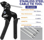 Stainless Steel Cable Tie Gun - Heavy Duty Zip Tie Tightener Tool with Tensioning & Cutting Function, Perfect for Industrial, Automotive, and Home Use