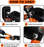 Sanuke Hydraulic Crimping Tool 10 Tons 12 AWG to 2/0 AWG, Battery Cable Lug Wire Terminal Crimper with 9 Die Sets, 1/8” Wire Rope Crimping Tool