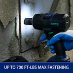 Zeite 18V Cordless Impact Wrench Kit,High Torque 1/2" Brushless Impact Gun,Max Torque 885 Ft-lbs(1200Nm),4 Torque Mode,Variable Speed,4 x Sockets,1 x 4.0Ah Battery,Carry Case,Ideal for Car Truck Home