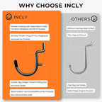 INCLY 220PCS Extra Thick 1/4" Pegboard Accessories Organizer Kit, Heavy Duty Black Pegboard Hooks with Bins and Peg Lock, Peg Board Hooks Assortment for Garage Wall Attachments Hanging Tools