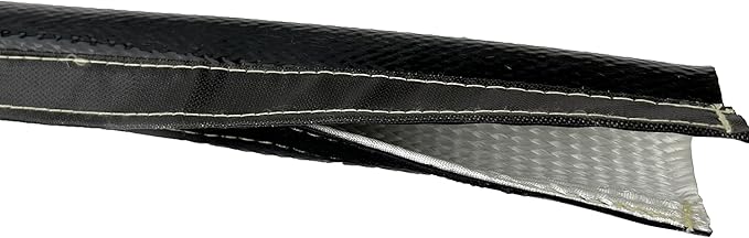 1-1/2 ID Fire Wrap 25" Length Heat Shielded Protection Sleeve Fire Thermo Armor Silicone Coated Fiberglass Hose 2 feet Length for Wires, Hoses, etc. (with Hook and Loop Closure)