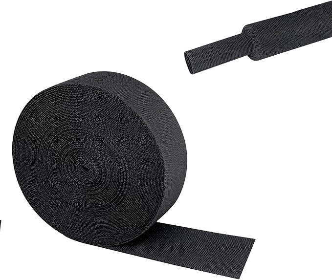 2 in 1 Heat Shrink Braided Sleeving Fabric Tubing-Perfectly fit Irregular Shape Hose/Cable/Wire (1"(25mm), 22FT)