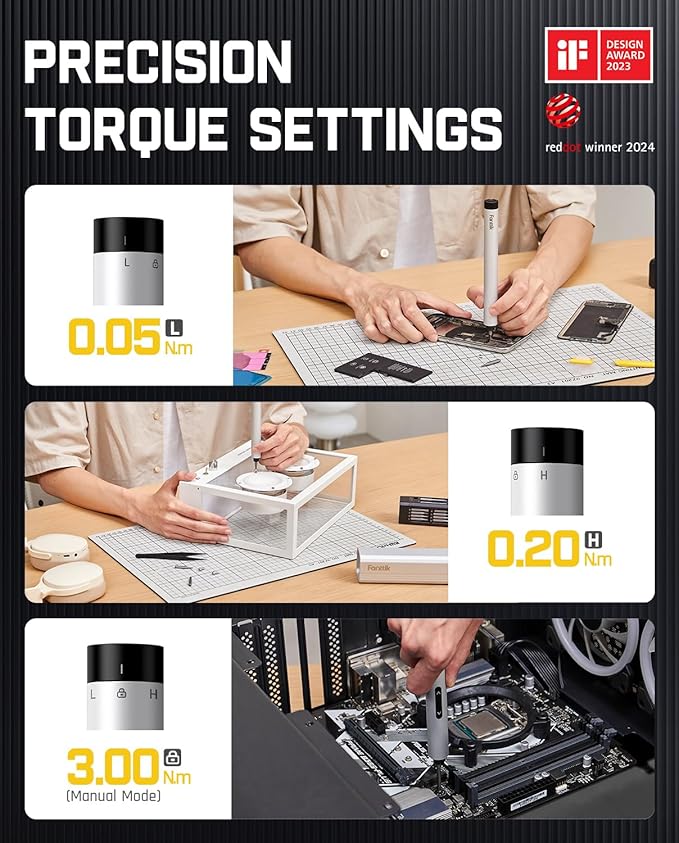 Fanttik E1 Max Electric Screwdriver, Mini Precision Screwdriver Set, 50 Magnetic Bits, Magnetic Storage, 5/32‘’Hex, Repair Tool Kit for Electronics Phone Camera Laptop Watch (Silver)