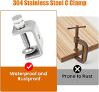 1-3/4 Inch C Clamps, 2 Pack 304 Stainless Steel C Clamps for Woodworking and Welding, Stable Wide Jaw Opening Tiger Clamp for Construction Household Mount(45mm)