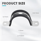 1 Inch 20 PCS 2 Holes Rubber Cushioned U Bracket Clamp, Reinforced Rigid Pipe Strap, Stainless Steel Conduit Straps Cable Clamp (25 mm) by Tavonuxt