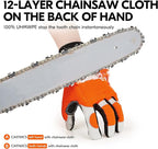 Vgo... Chainsaw Gloves,12-Layer Saw Protection on Left/Both Hand Back,Cow Leather Gloves,Touchscreen