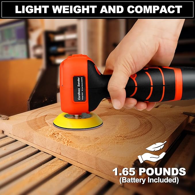 16.8V Cordless Electric Sander with 36PCS Sandpapers, 3500 RPM, 3.0Ah Battery, Lightweight & Compact Design for Wood, Metal, Paint Removal, and DIY Projects