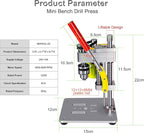 Mini Drill Press, Benchtop Drill Press, Portable Electric Drilling Machine, with Rotary Tool Flex Shaft Attachment, B10 Chuck, Drill Bit and Clamp for Metal Wooden Jewelry DIY