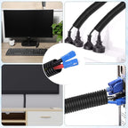 Sasylvia 3/8" x 150 ft Split Wire Loom Tubing Automotive Wire Loom Assortment Split Cable Sleeves Bulk Flexible Electrical Conduit Protective Kit