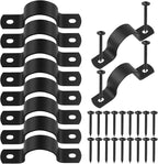 Swpeet 10Pcs 25mm Two Hole U Bracket Clamp with 20Pcs Self-tapping Screws Kit, U-Clamps, Metal Pipe Clamps, Pipe Strap Clamps, Conduit Clamps, Tension Clips for Fixing Pipe or Cable