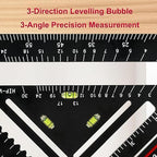 Foldable Carpenter Square 7 inch Rafter Square, Triangle Carpenter Square Die-cast for Woodworking and Carpentry (Black)