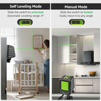 Huepar Box-1G Laser Level with Pulse Mode for Indoor & Outdoor Use, 150ft /150° Professional Self Leveling Green Laser Line Tool