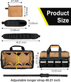 15 Inch Heavy Duty Tool Bag-48 Pockets,1680D Tear&Abrasion Resistant,Includes Tool Pouch,Tool Belt,Magnetic Wristband&Adjustable Shoulder Strap | Tool Organizer(Brown)