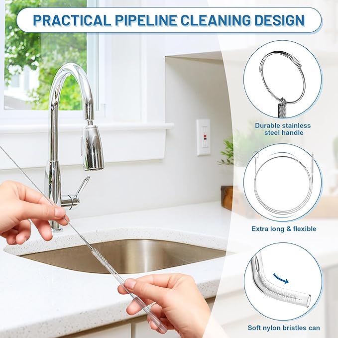 12 Pack Snake Drain Hair Removal Tools, 35.5" Drain Clog Remover, 30" & 50" Steel Shower Snake, 30" Nylon Sink Snake, 59" Sink Unclogger Tool, Sink Cleaner Tool for Toilet, Bathroom, Shower, Kitchen