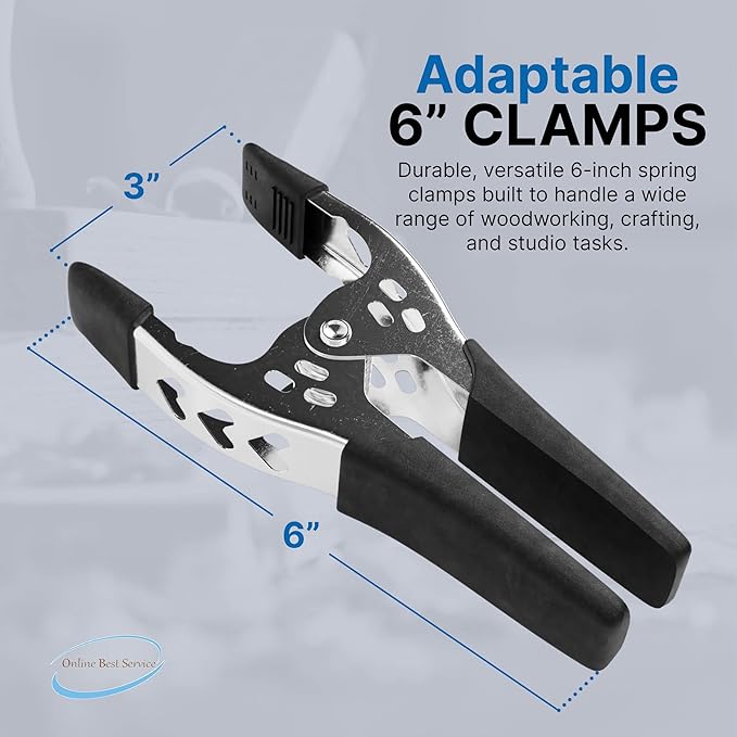 Lot of 8-6" inch Spring Clamp Large Super Heavy Duty Spring Metal Black - 2.5 inch Jaw Opening