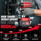 Cordless Impact Wrench 1/2 inch, 590 Ft-lbs (800N.m) Brushless Impact Gun, 21V High Torque Power Impact Driver, 2x4.0Ah Battery, Fast Charger,5 Impact Sockets for Family Car and Scaffold