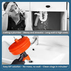 50ft drain auger with Drill Attachment Kit Includes drain snake Gloves Glasses Brushes Plastic Drainers and Bag for Quick Clog Removal