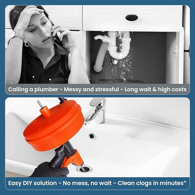 50ft drain auger with Drill Attachment Kit Includes drain snake Gloves Glasses Brushes Plastic Drainers and Bag for Quick Clog Removal