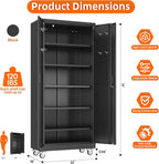 Garage Storage Cabinet with Wheels Pegboard and 5 Adjustable Shelves, 71'' x 32'' x 16''Metal Lockable Cabinet with Magnetic Doors,Tool Storage,Home Office Garage,Gym,School (Black)