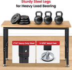 Work Bench for Garage Workbench Adjustable Height Work Table for Shop Woodworking, 60x 22 Heavy Duty Rubber Wood Top for Office, Home, Commercial