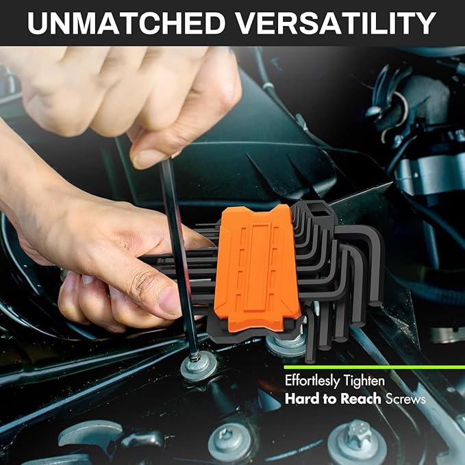 1.5mm Ball End Hex Key Set, 6pcs L-Shaped Allen Wrenches Long Arm, CR-V Steel, Black Oxide Finish, High Torque Repairing Tool for Furniture, Bike, Equipment Maintenance