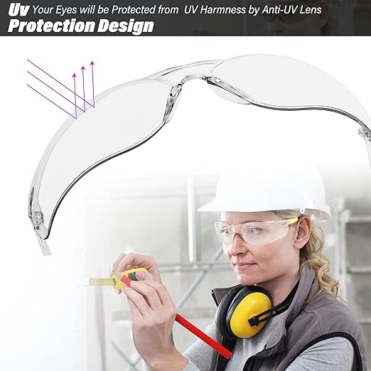 10 Pack Clear Safety Glasses with ANSI Z87.1 Scratch Resistant Eyewear for Women Man Lab Goggles Eye Protection