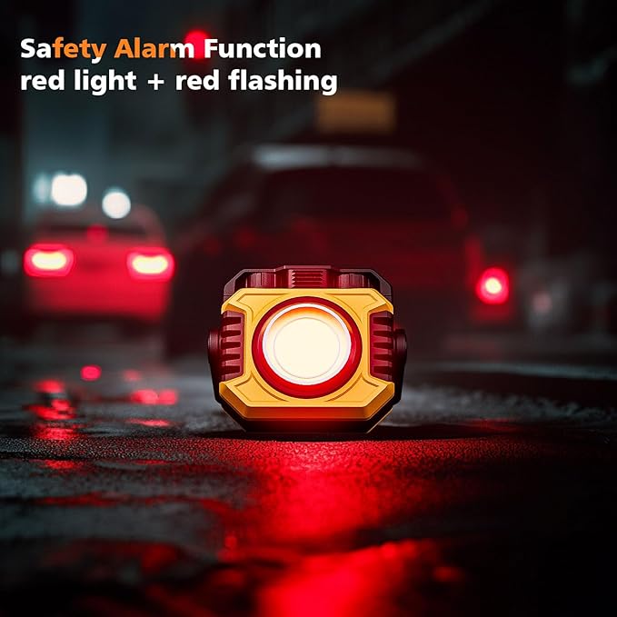 Samyoung 2 Pack 2400LM Magnetic Rechargeable Work Light, 28 Hours Long Lasting Stepless 2700-8000K White & Warm Bright Portable LED Work Light, Ultralight 360°Rotating with Hook(Yellow)