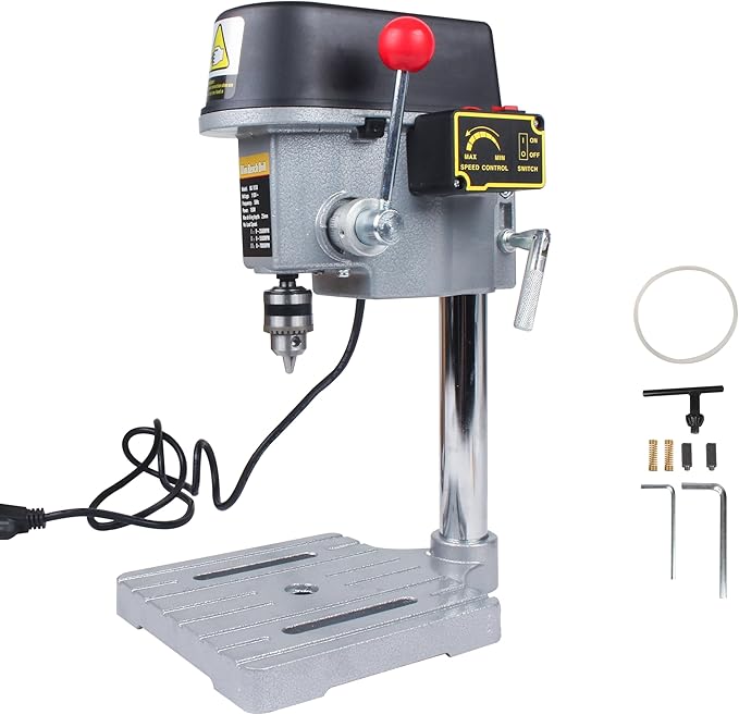 RATTMMOTOR Benchtop Drilling Machine 340W 110V/220V 16000RPM Mini Bench Drill Press 25mm Stroke Drill Chuck 1-10mm Multi-Function Drilling Milling Machine (110V)