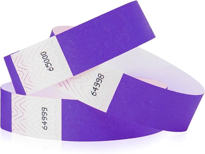 1,000 WristCo Purple Tyvek Wristbands for Events - Comfortable Tear Resistant Paper Bracelets ID Wrist Bands for Concerts Festivals Admission Party Identification