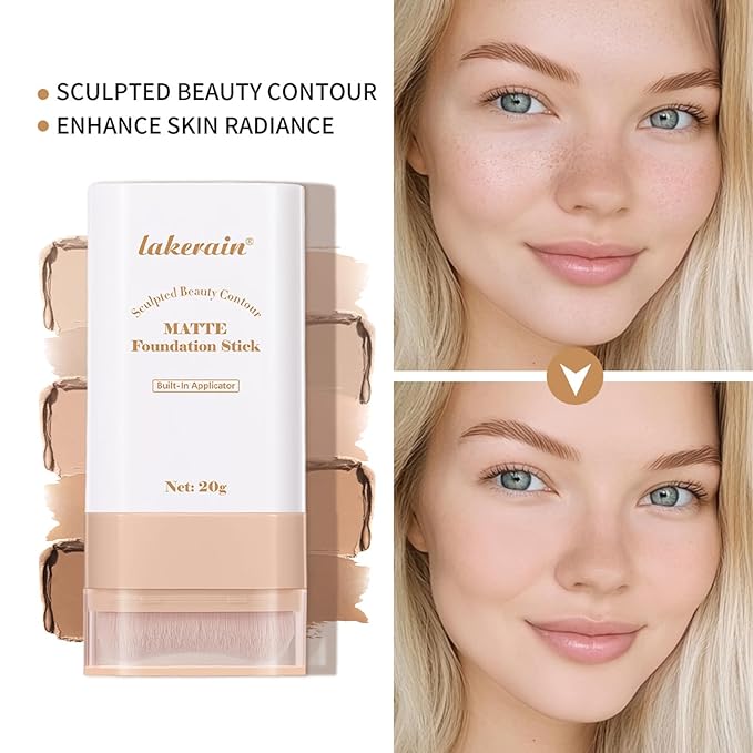 Beauty Balm Serum Boosted Skin Tint, Dual-Ended Eraser Foundation Stick with Brush, Full Coverage Cream Korean Makeup, Long-Lasting Stick for Smooth, Flawless Finish (#2 Nature)-VeraVaultWomen