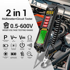 0.5V-600V Multimeter,AC/DC Automotive Test Light,Rechargeable Buzzer Circuit Tester with Sharp Probe,Polarity Indicator Light, Continuity Voltage Fuse Tester Pen with Alligator Clip for Sedan, SUV, RV