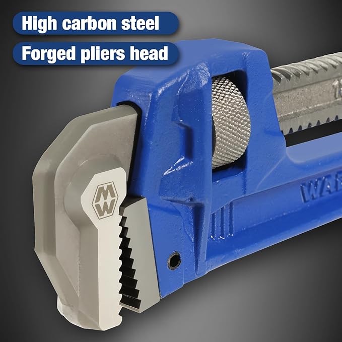 Drop Forged 2 Piece (12", 18 ") Pipe Wrench Set: Heavy Duty Hand Tools with Adjustable Plumbing Wrench, Exceed GGG standard