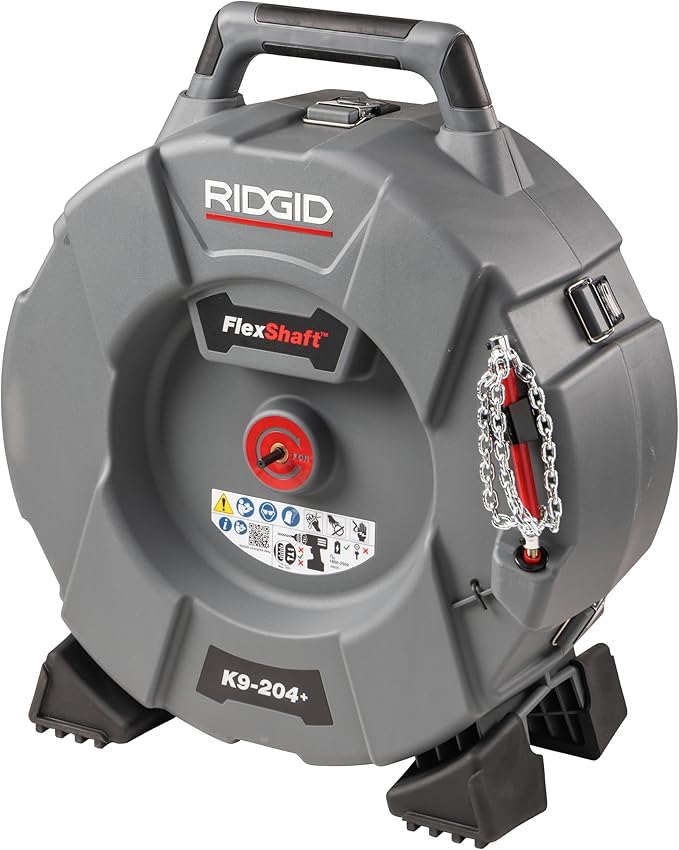 RIDGID 76198 FlexShaft K9-204+ Drain Cleaning Machine for 2" to 4" Pipe, Professional Wall-to-Wall Drain Cleaning Machine with 70' of 5/16" FlexShaft Cable
