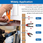 smseace 200Pcs1/8"x1/4" Pop Rivets with Washer Assortment Kit 3.2x6.4mm Pop Rivets and 1/8" 304 Stainless Steel Backup Washers Aluminum Rivets kit for Metal/Furniture/Automotive/Instruments