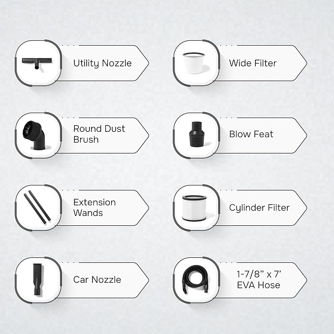 10 Gallon 4.0 Peak HP Wet/Dry Vacuum, Stainless Steel Tank, 3 in 1 Function Portable Shop Vacuum with Attachments, Ideal for Jobsite, Garage & Workshop.