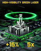 Fanttik D12 PRO Laser Level 3 x 360°, Self-Leveling Cross Line Laser with LED Screen, 3D Green Cross Line, 5200 mAh Battery Rechargeable, Pulse Mode, Magnetic Support