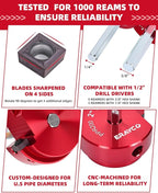 ERAYCO 8PCS PVC Pipe Reamer Kit, Plastic Pipe Fitting Reamer Tool, Fit into Standard 1/2" Drills, PVC Fitting Saver for SCH40 PVC CPVC ABS Pipe (1/2'', 3/4'', 1'', 1-1/2'', 1-1/4'', 2'', 3'', 4'')